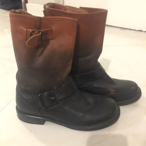 Aldo Ombre Leather Moto Black/Brown Boots